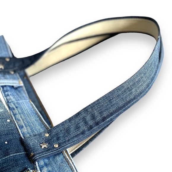 Denim patchwork shoulder bag upcycled jeans boho bag - Picture 13 of 16